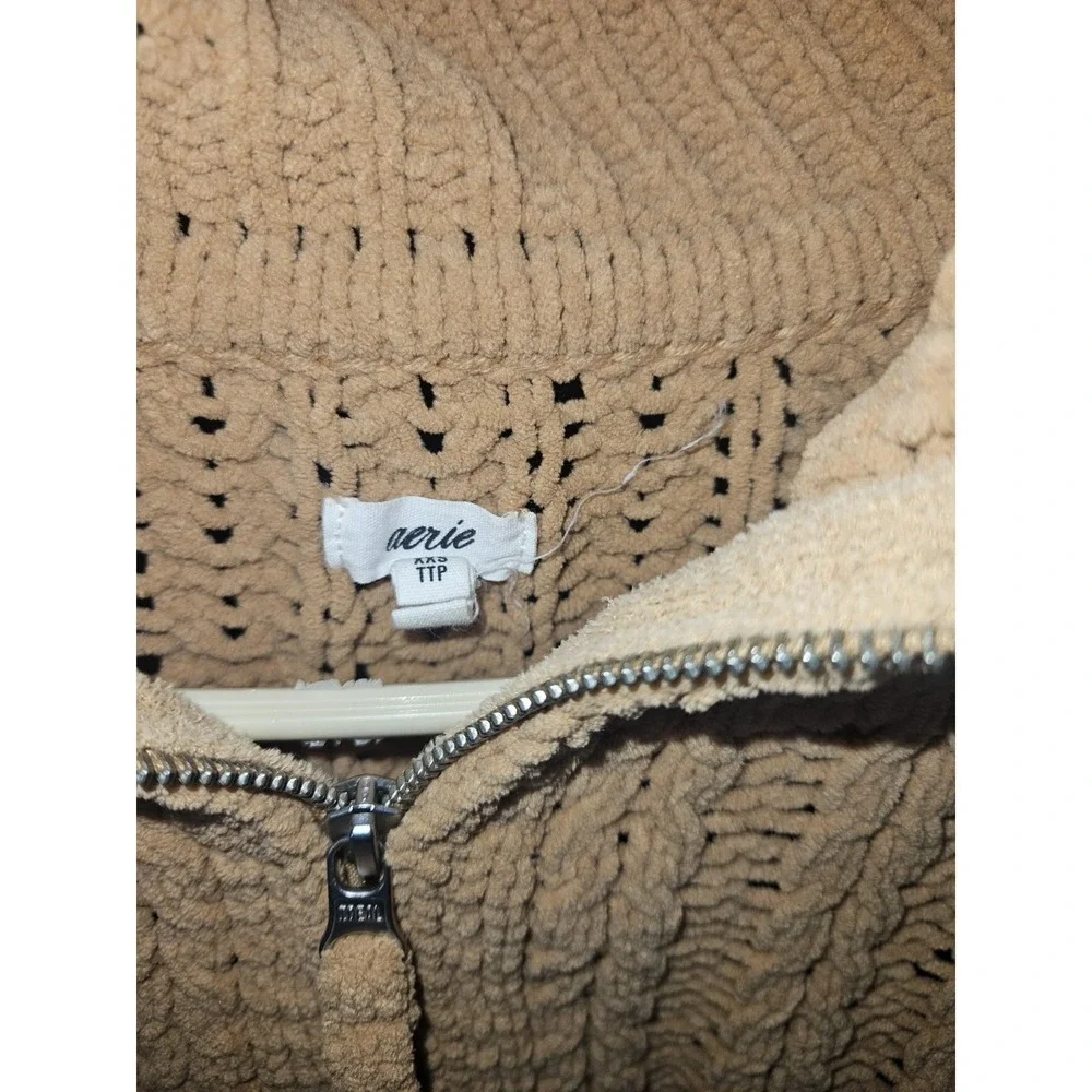 Aerie Cable ChunkyQuarter Zip Sweater, fcozy chenille knit‎  oversized Size XXS